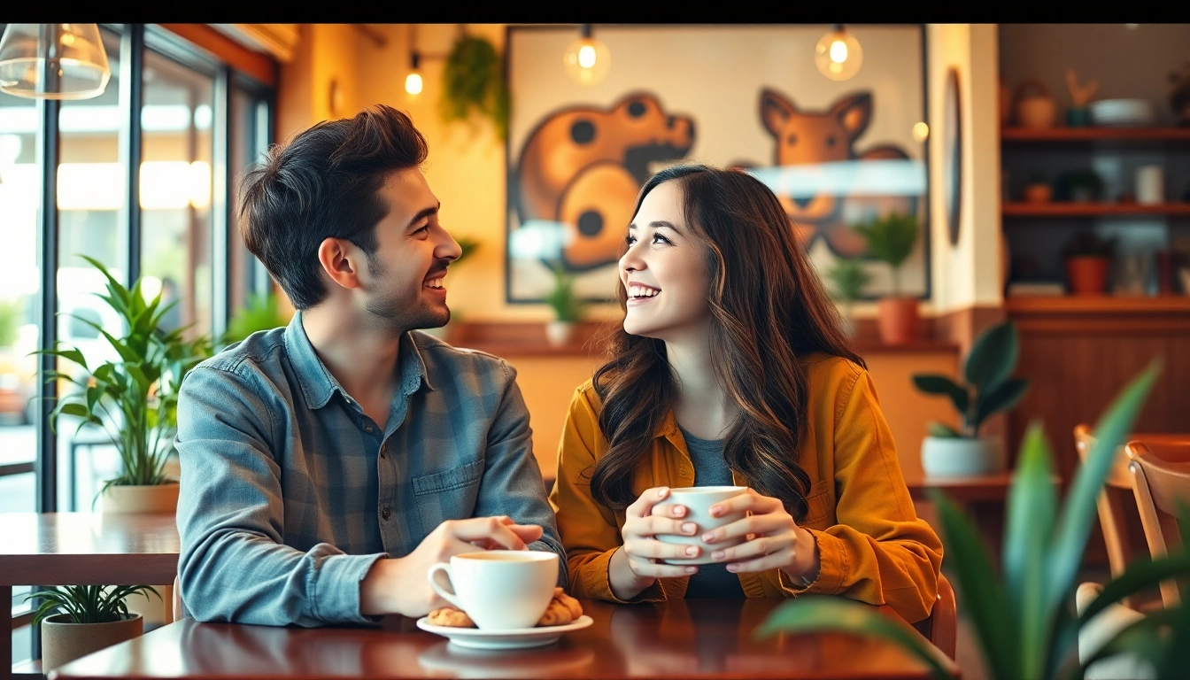 Young couple in a café sharing a moment, capturing the essence of having a crush on someone.