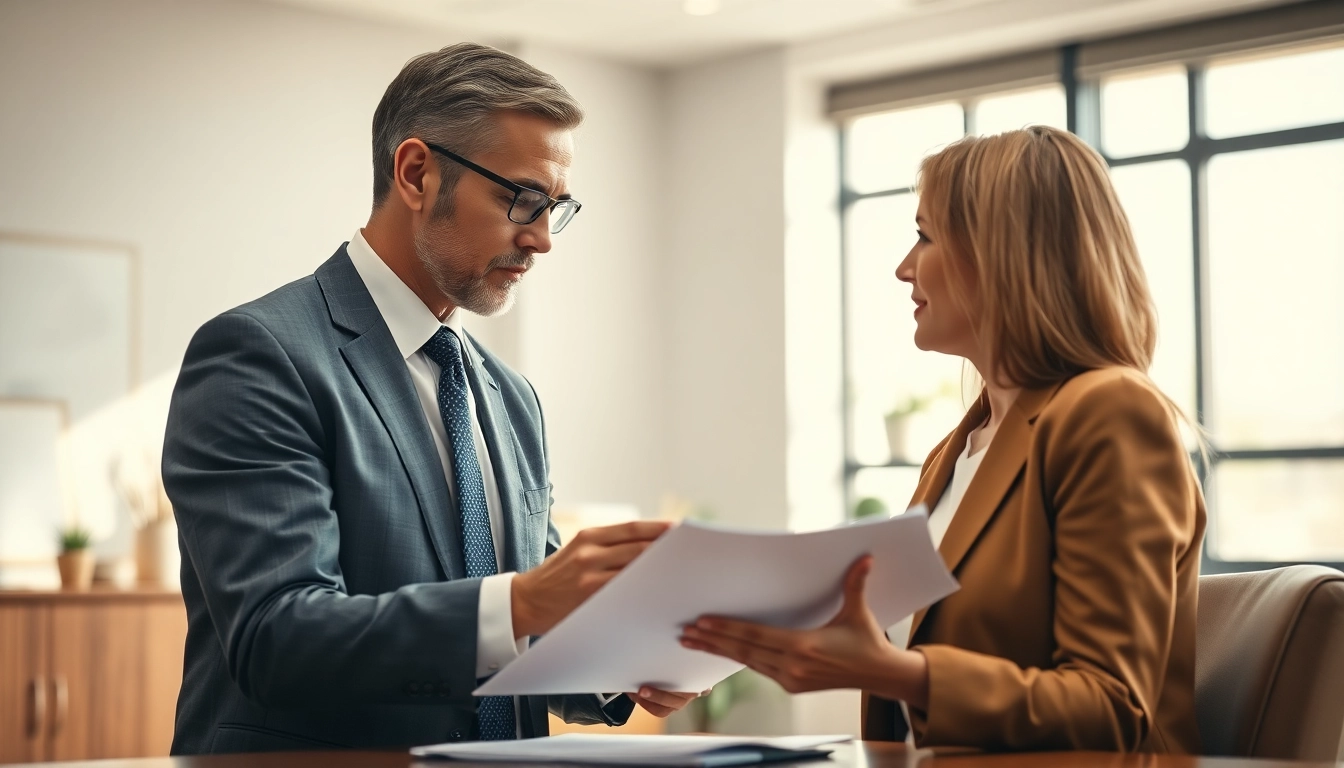 Lawyer advising on Probate matters, showcasing trust and professionalism in a modern office.