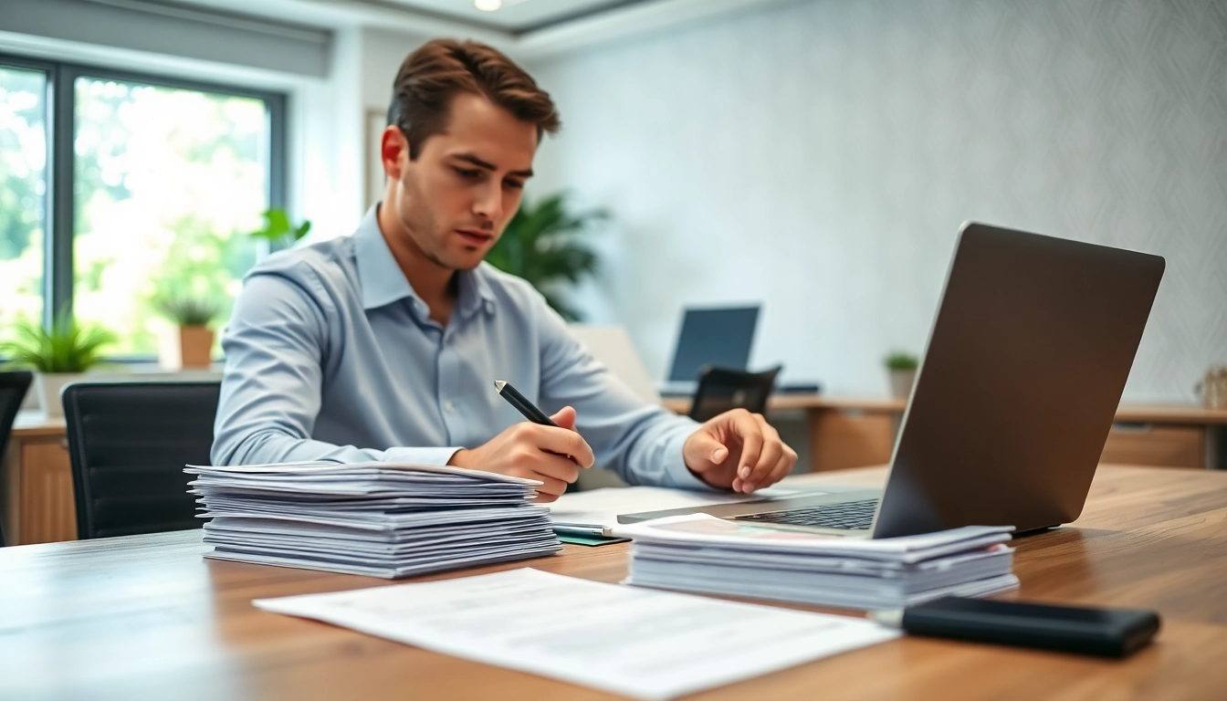 Person reviewing eta UK application form with professional focus and organized desk atmosphere.