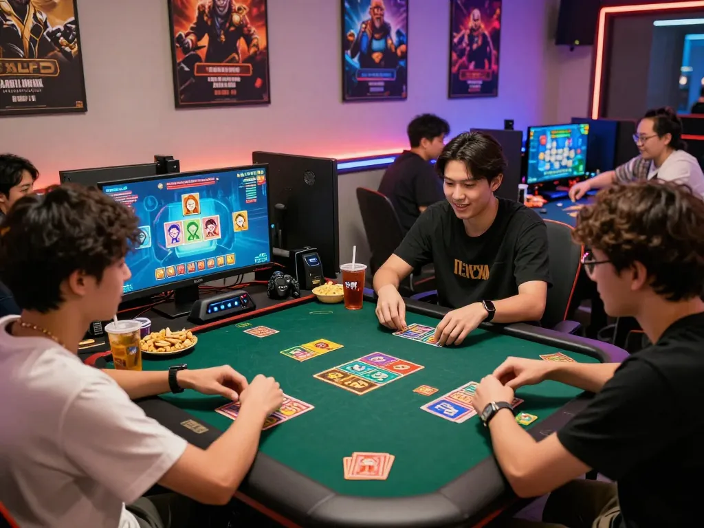 Exciting gaming scene showcasing rik vip online card games with vibrant graphics and friends engaging in thrilling gameplay.