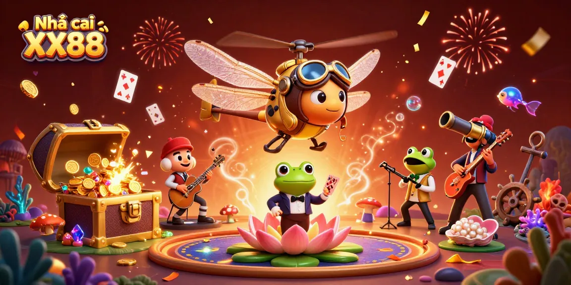 Experience thrilling gameplay at Nhà cái XX88 with a vibrant casino scene featuring dynamic characters and rich game elements.