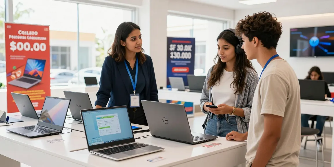 Explore a modern laptop showroom at ulpressbureau.ma with stylish Acer and Dell PCs.