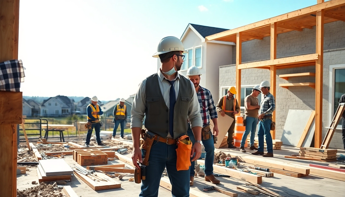 New Jersey General Contractor leading a diverse team at a construction site, showcasing collaboration and craftsmanship.