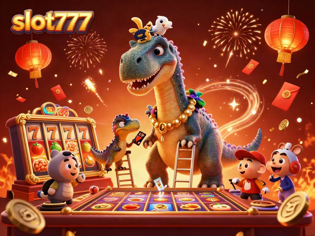 Experience dynamic slot777 excitement with animated characters and festive casino elements.