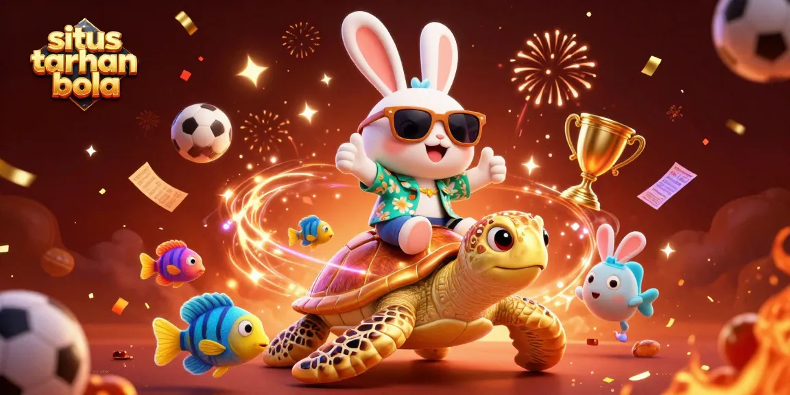 Engage with situs taruhan bola featuring a lucky rabbit, sports elements, and festive effects!