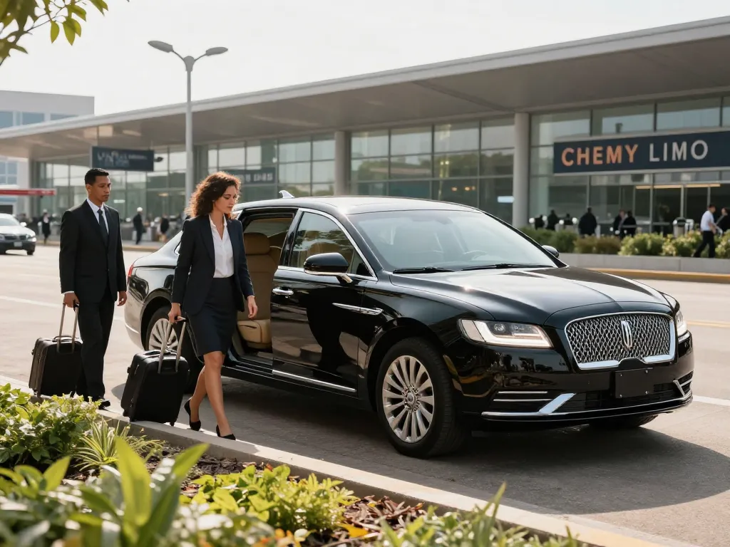 Joliet IL limousine service providing premium airport pickup with chauffeur and Lincoln Continental.