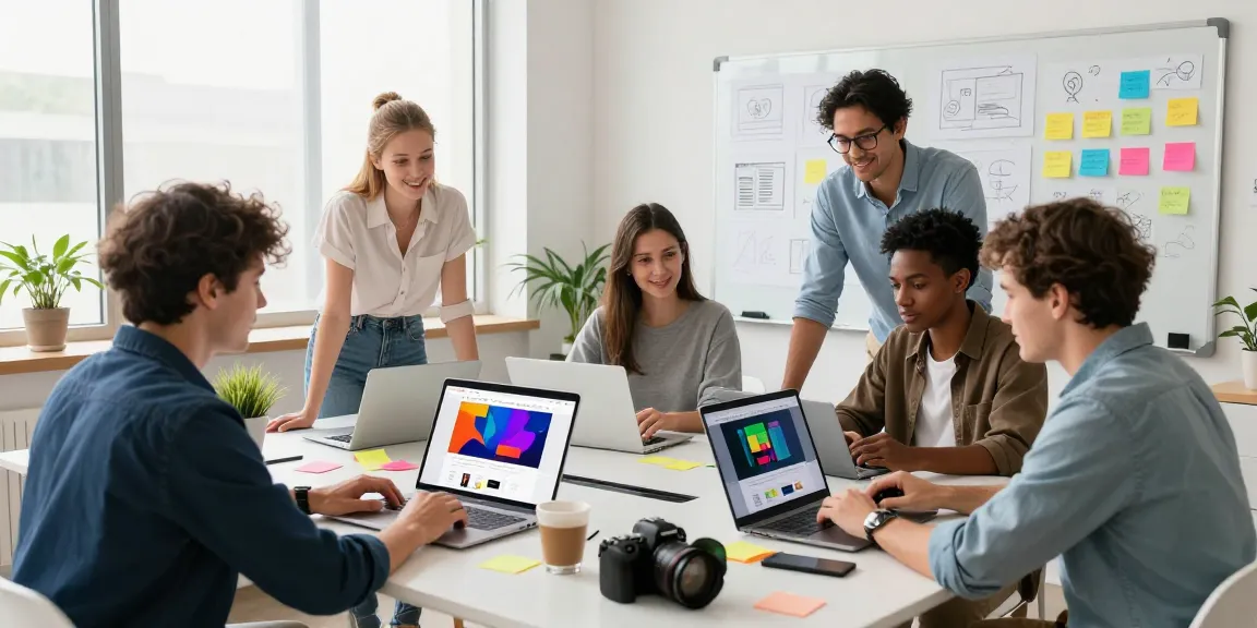 Creative collaboration at ghanawebdesigns.com showing a diverse team designing engaging websites.