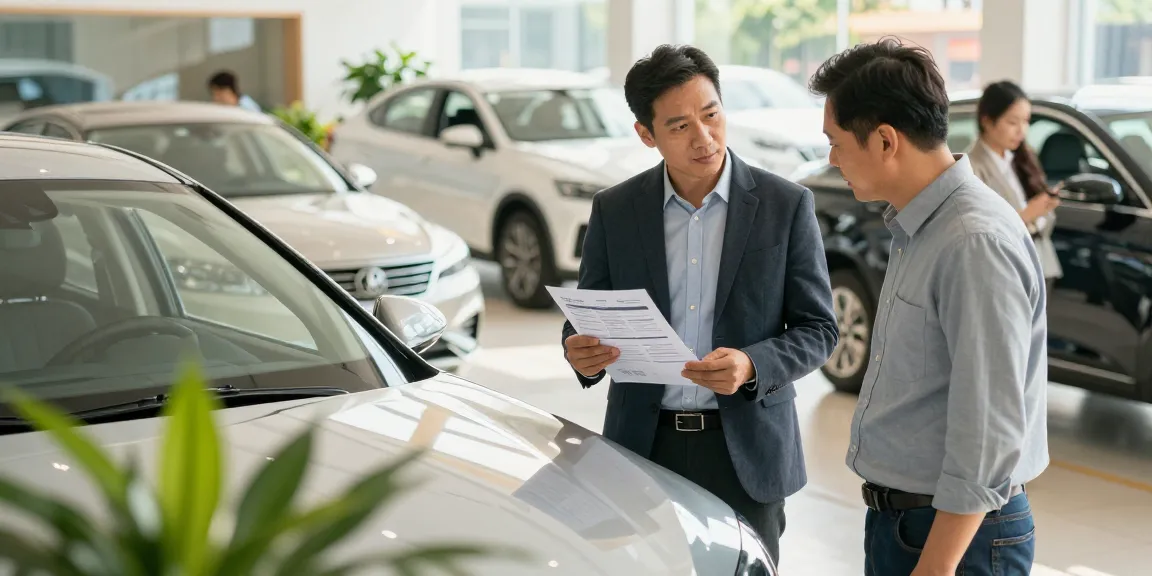 Instant car check UK report in hand while inspecting a vehicle's condition.