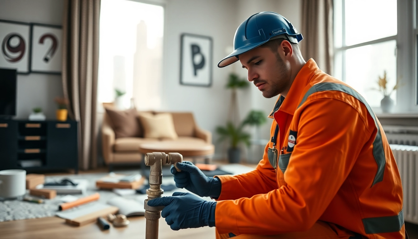 Plumbing emergency NYC: a professional plumber fixing a burst pipe in a New York City apartment.